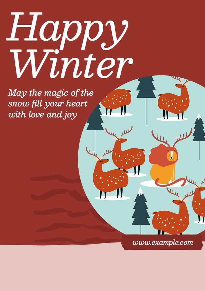 Happy winter  poster template, editable text and design