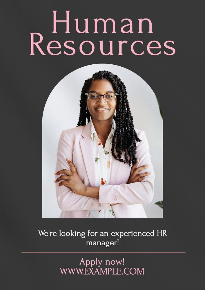 Human resources poster template, editable text and design