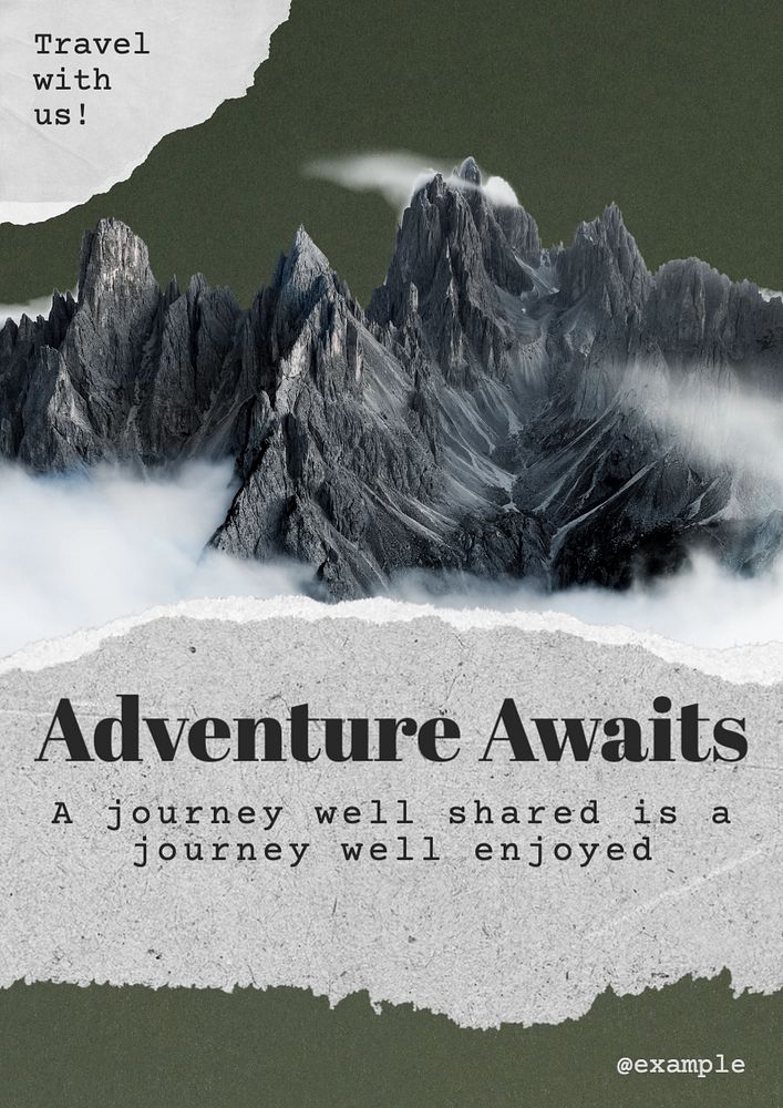 Adventure awaits  poster template, editable text and design