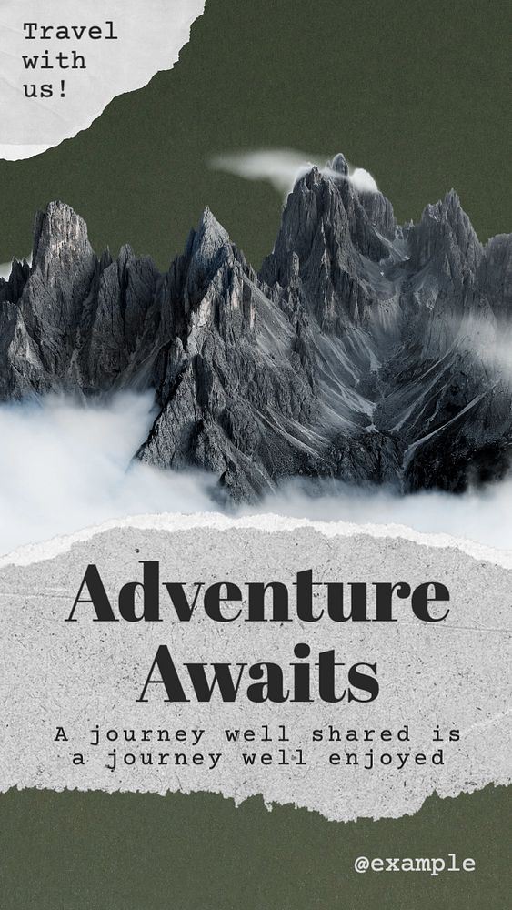 Adventure awaits  Instagram story template, editable text