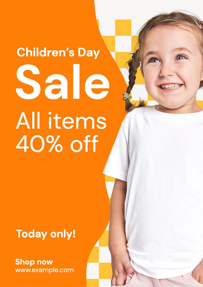 Children's day sale  poster template, editable text and design