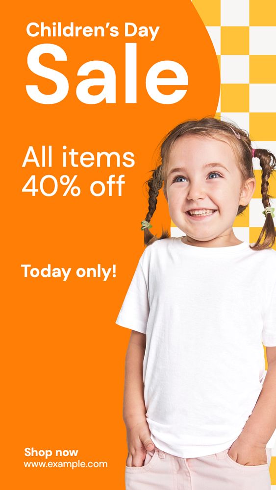 Children's day sale  Instagram story template, editable text