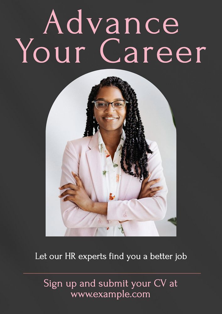 Advance your career poster template, editable text and design