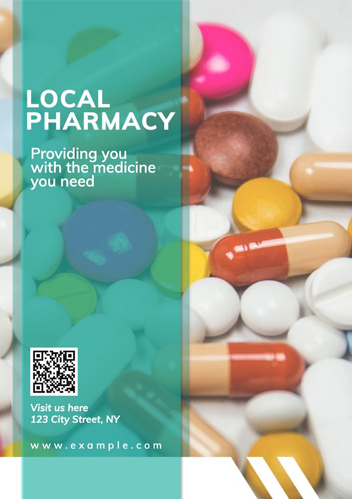 Local pharmacy poster template, editable text and design