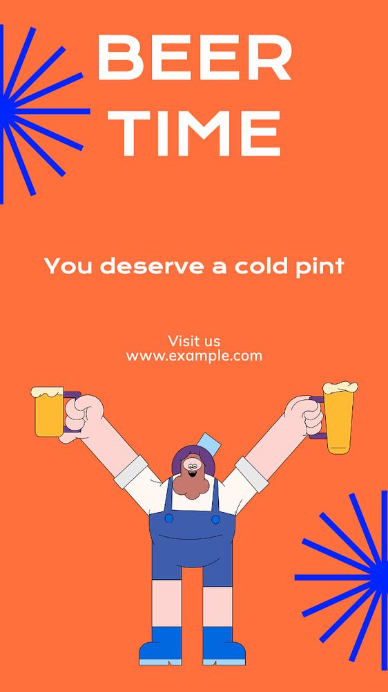 Beer time  Instagram story template, editable text