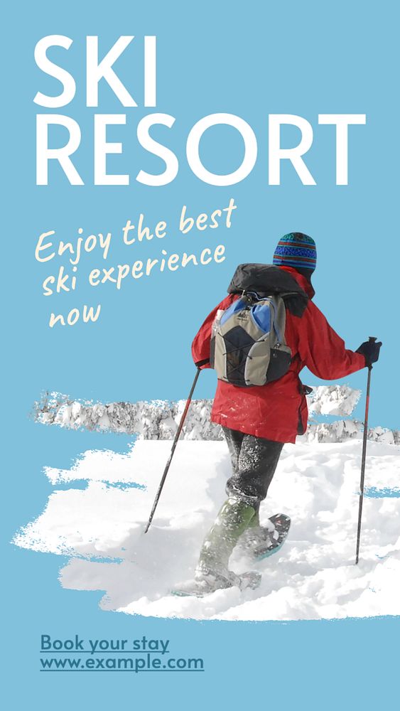 Ski resort  Instagram story template, editable text