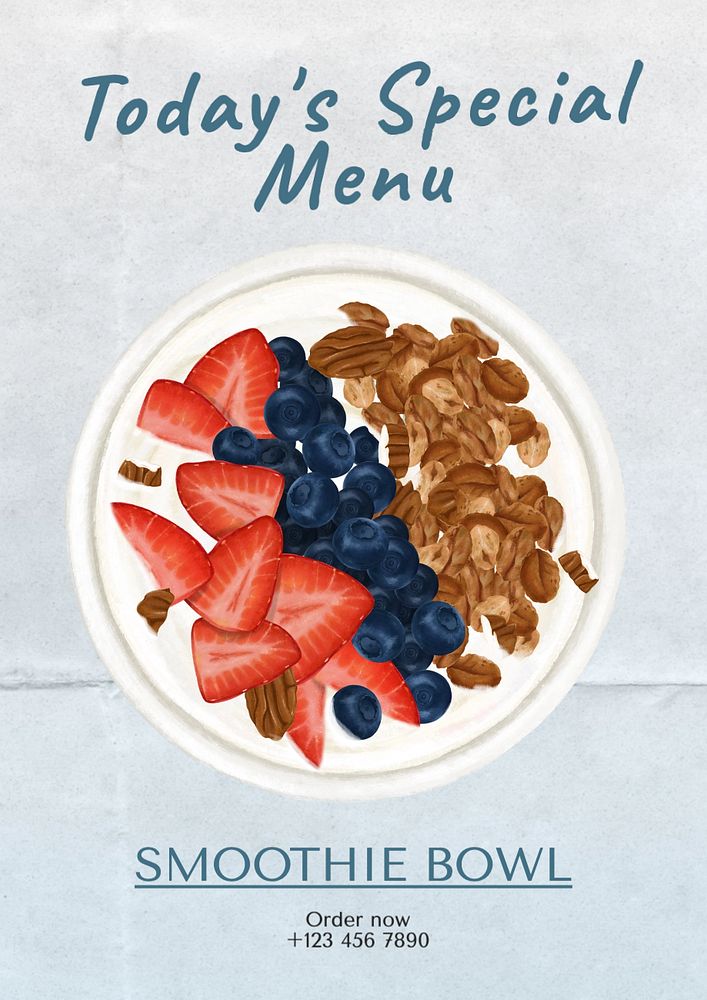 Smoothie bowl  poster template, editable text and design