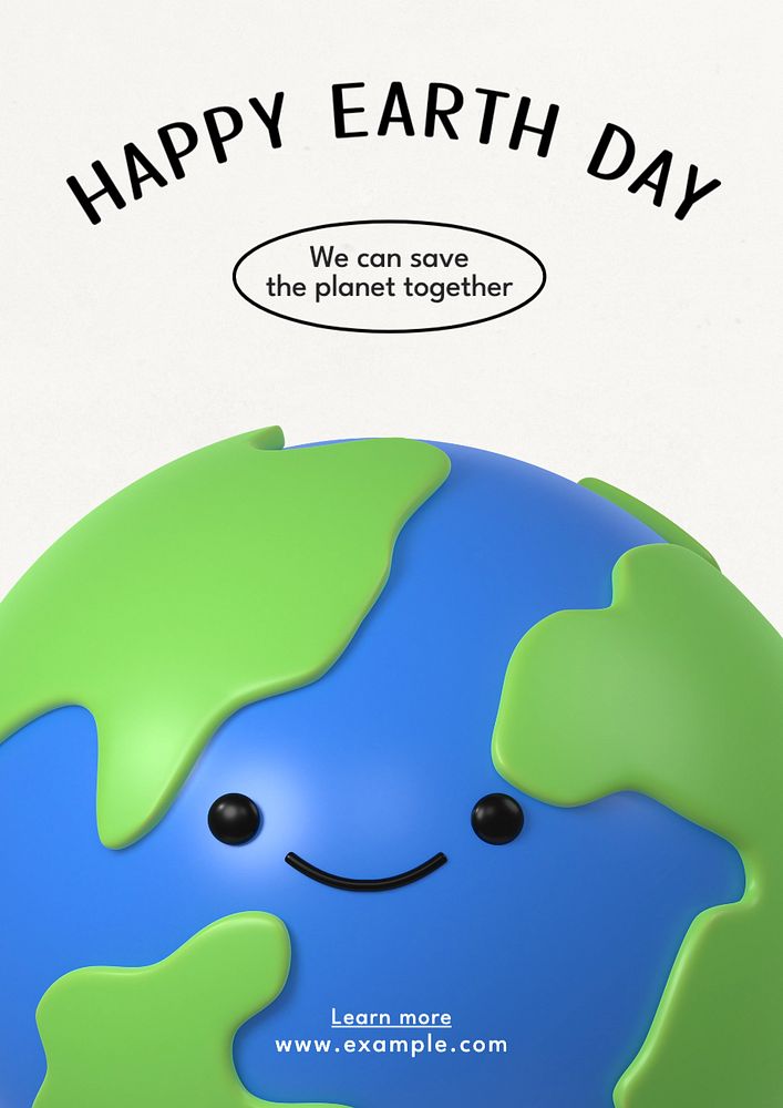 Happy earth day  poster template, editable text and design