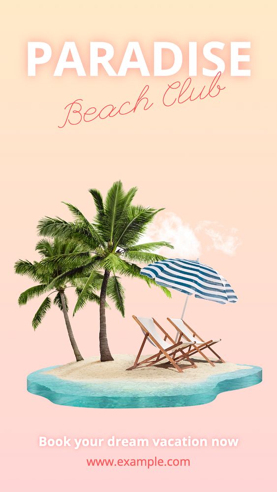 Paradise beach club Instagram story template, editable design