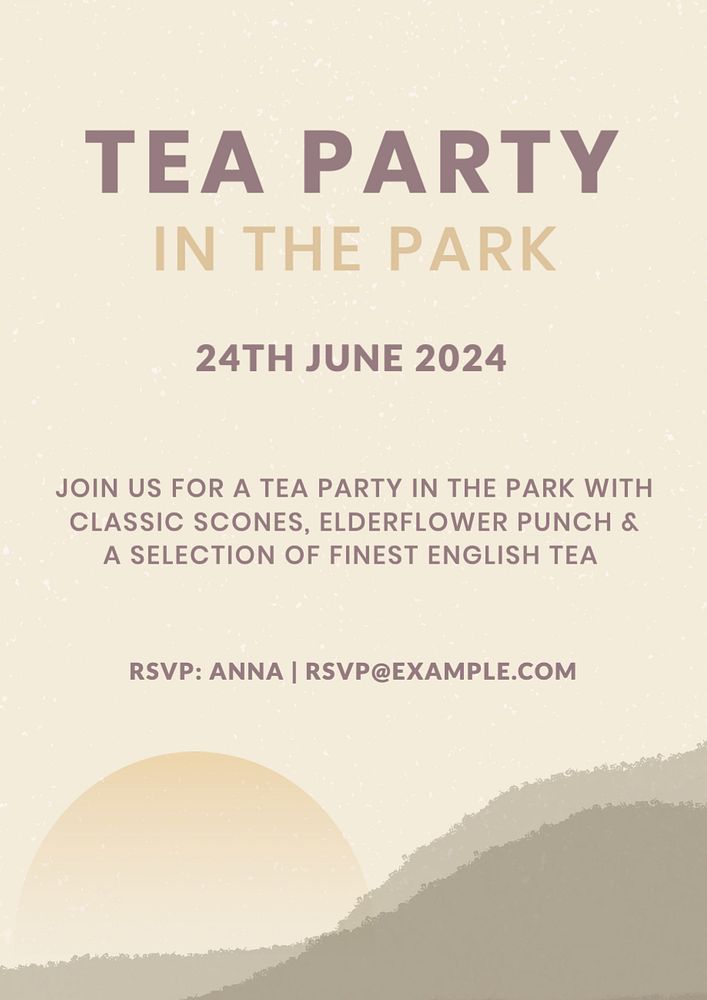 Park tea party poster template, editable text and design