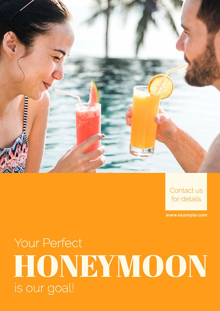 Honeymoon poster template, editable text and design