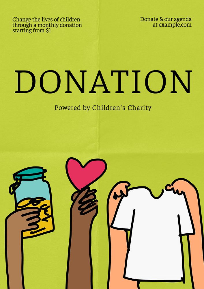 Donation  poster template, editable text and design