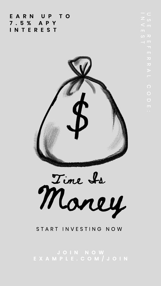 Time is money  Instagram story template, editable text