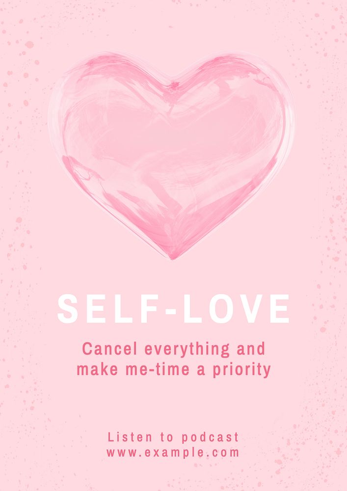 Self-love  poster template, editable text and design