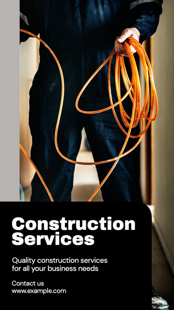 Construction services Instagram story template, editable text