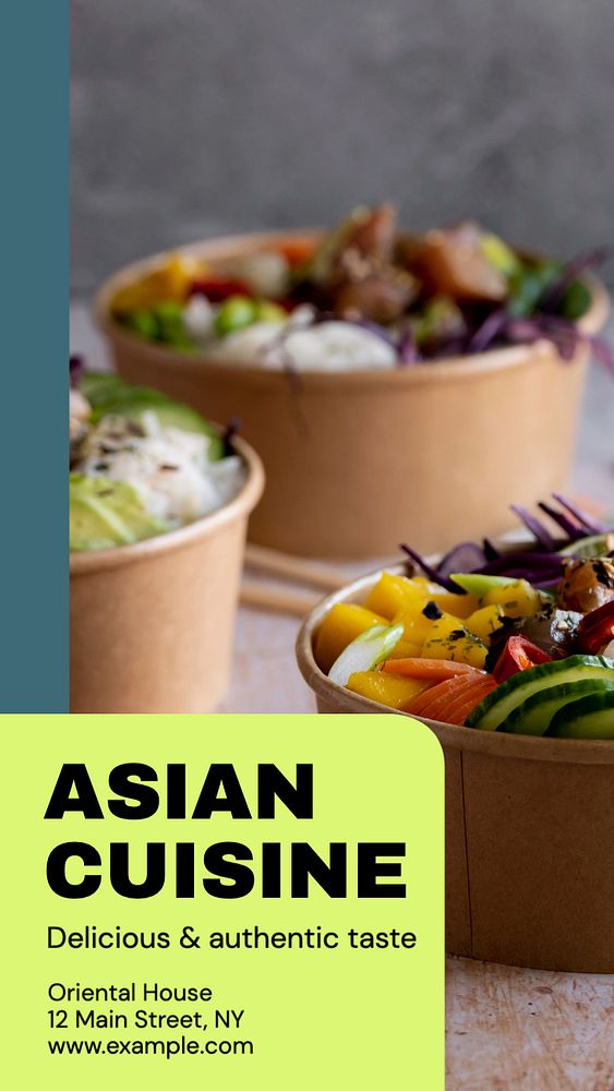 Asian cuisine  Instagram story template, editable text