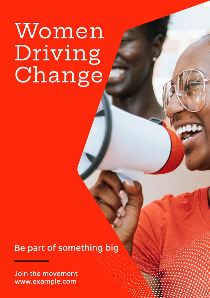 Women driving change  poster template, editable text and design