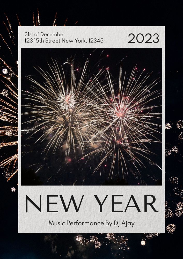 New year party  poster template, editable text and design