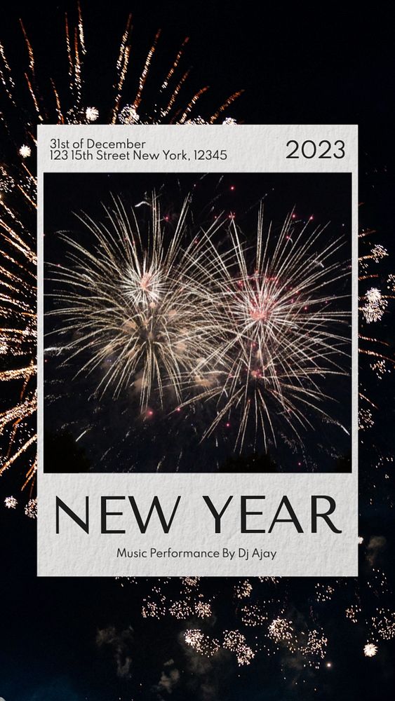 New year party  Instagram story template, editable text