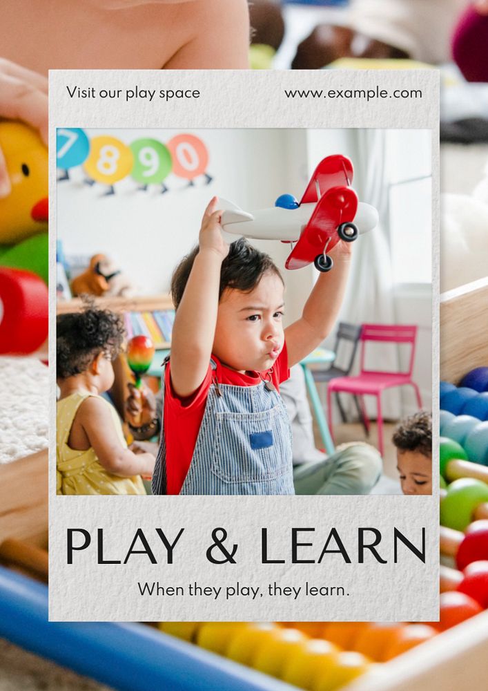 Play & learn  poster template, editable text and design