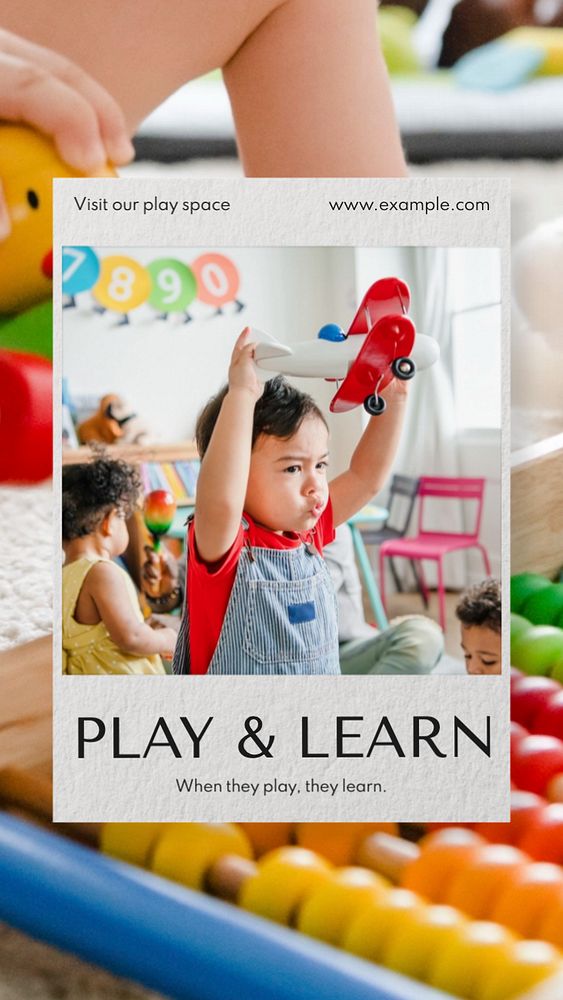 Play & learn  Instagram story template, editable text