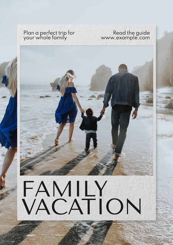 Family vacation  poster template, editable text and design