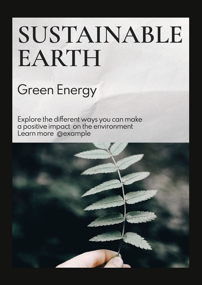 Sustainable earth  poster template, editable text and design