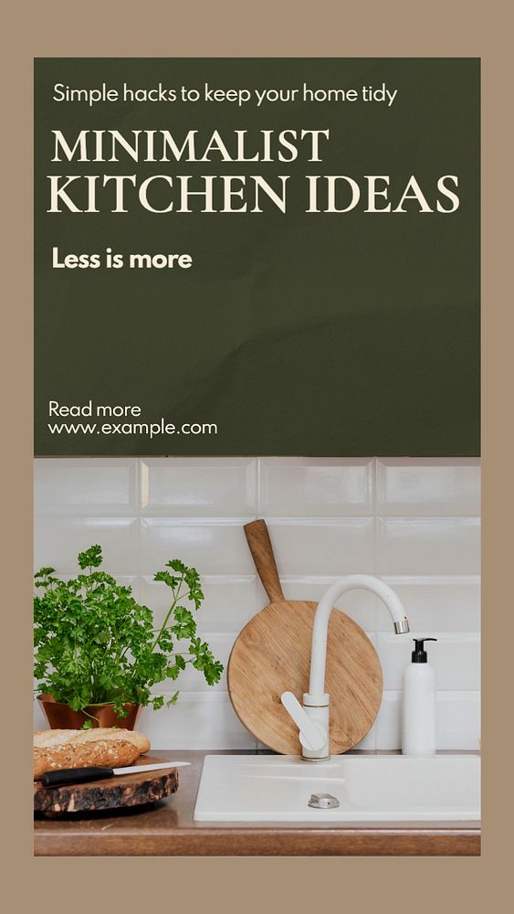 Kitchen interior  Instagram story template, editable text