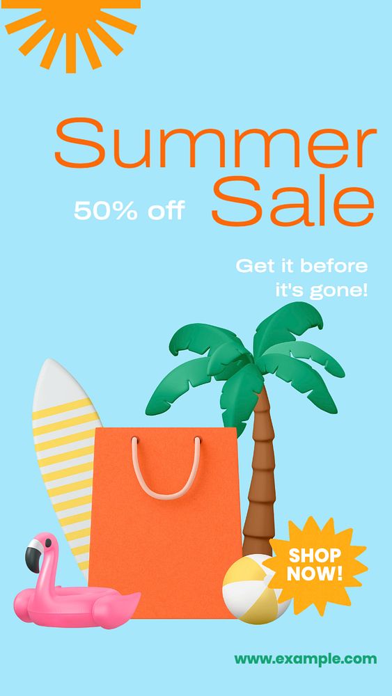 Summer sale  Instagram story template, editable text