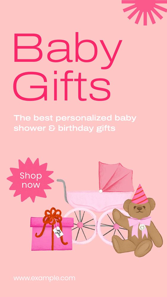 Baby gifts  Instagram story template, editable text