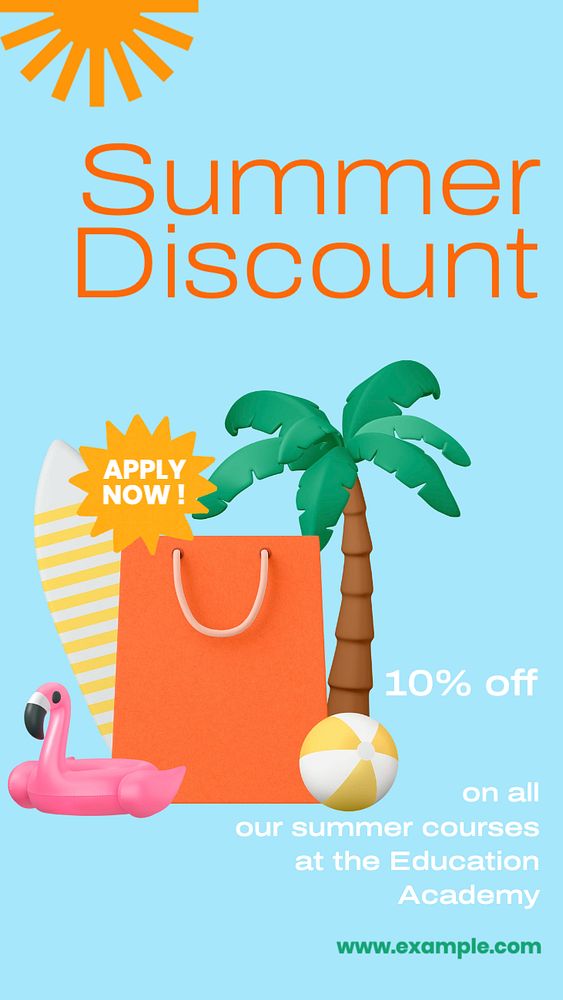 Summer discount  Instagram story template, editable text