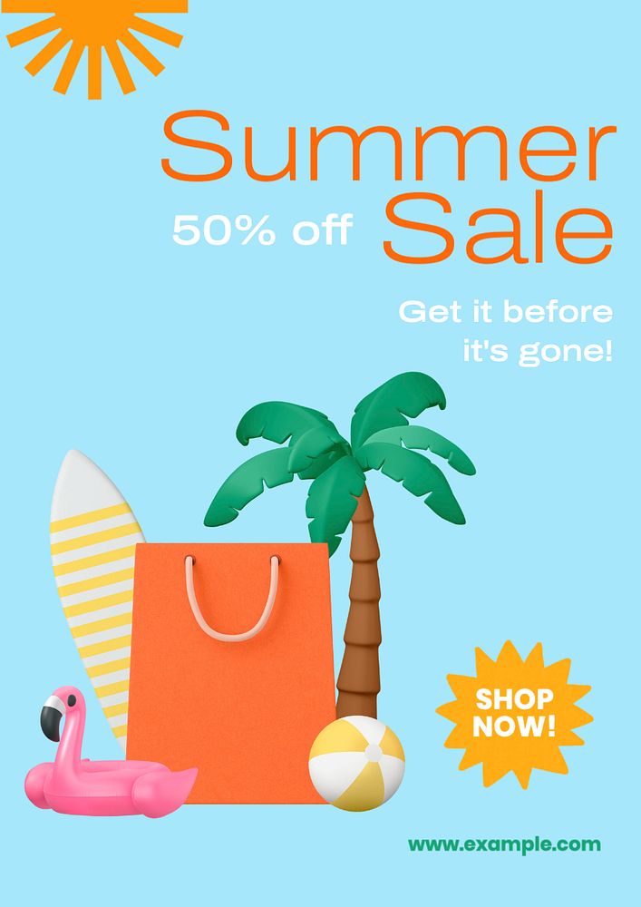 Summer sale  poster template, editable text and design