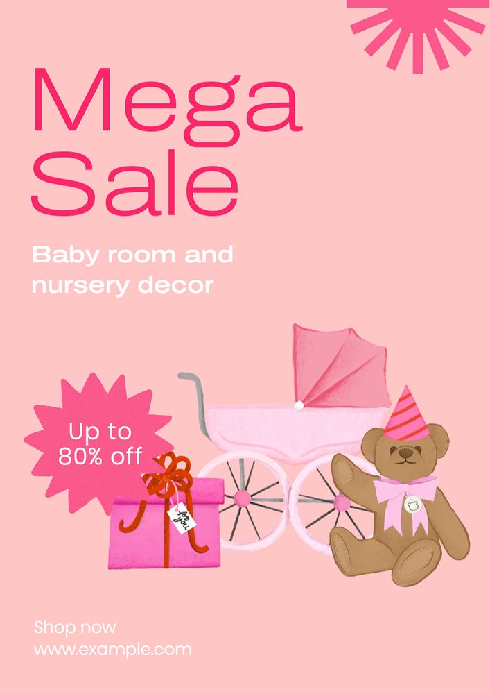 Mega sale  poster template, editable text and design