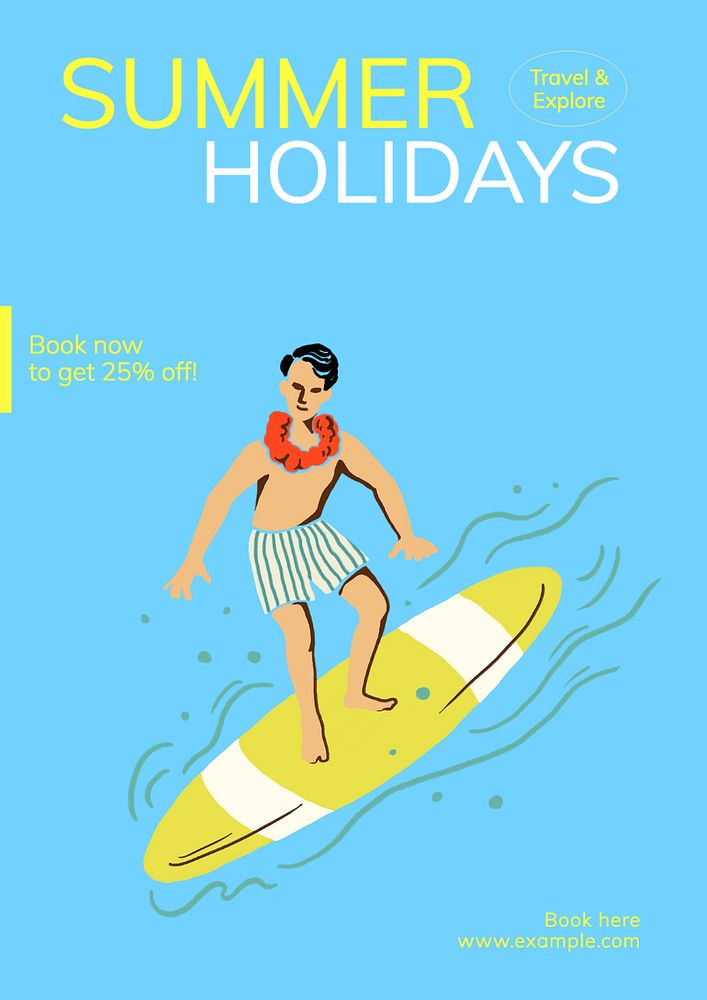 Summer trip  poster template, editable text and design