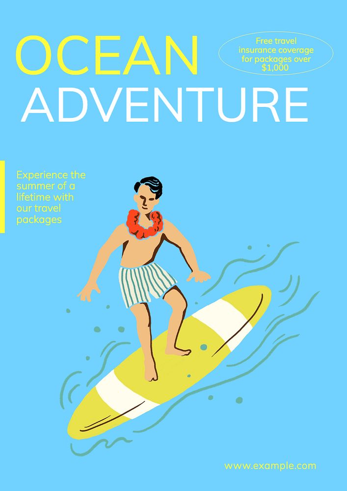 Ocean adventure  poster template, editable text and design