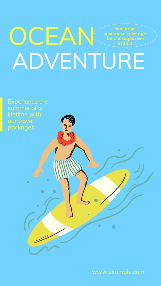 Ocean adventure  Instagram story template, editable text