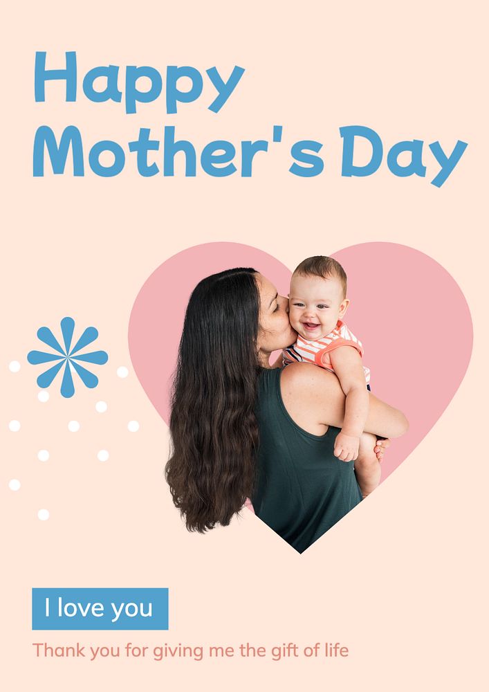 Happy mother's day  poster template, editable text and design