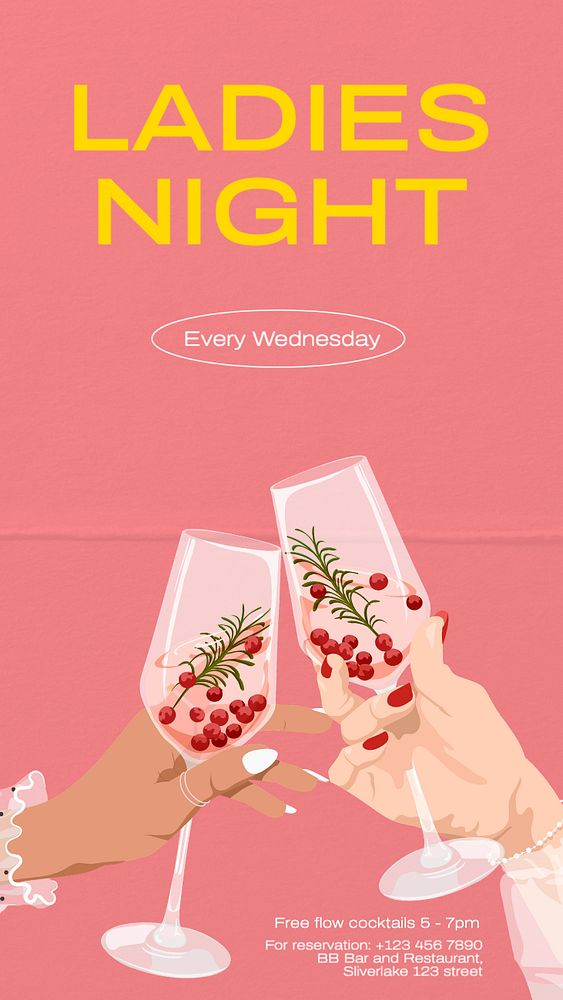 Ladies night  Instagram story template, editable text