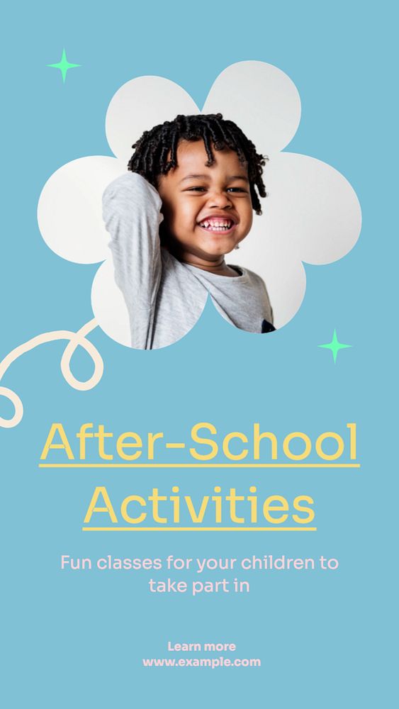 After-school activities  Instagram story template, editable text