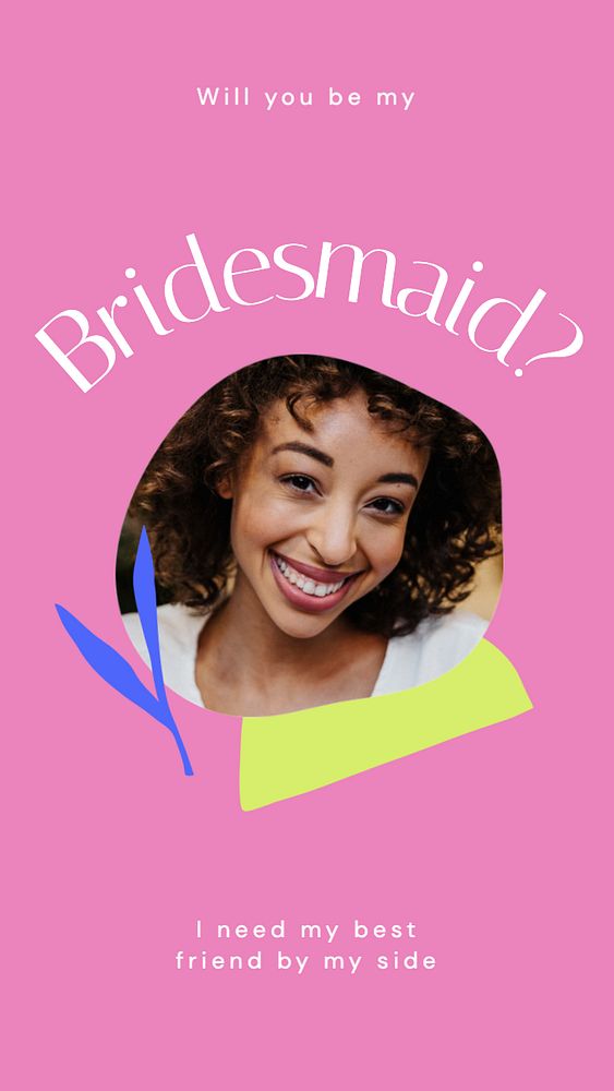 Bridesmaid  Instagram story template, editable text