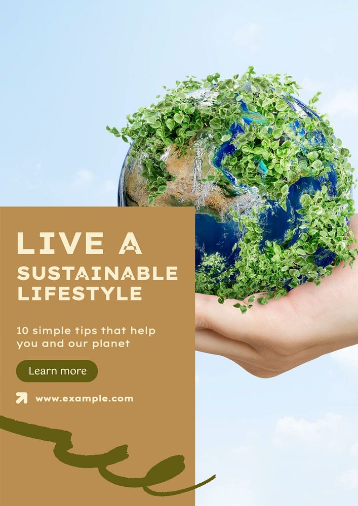 Sustainable living  poster template, editable text and design