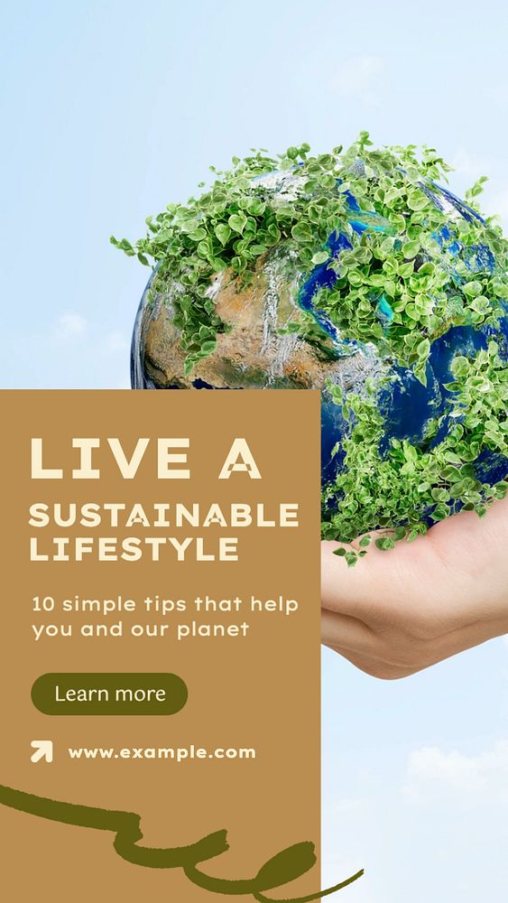 Sustainable living  Instagram story template, editable text