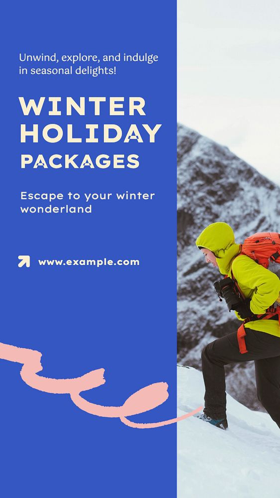 Winter holiday packages  Instagram story template, editable text