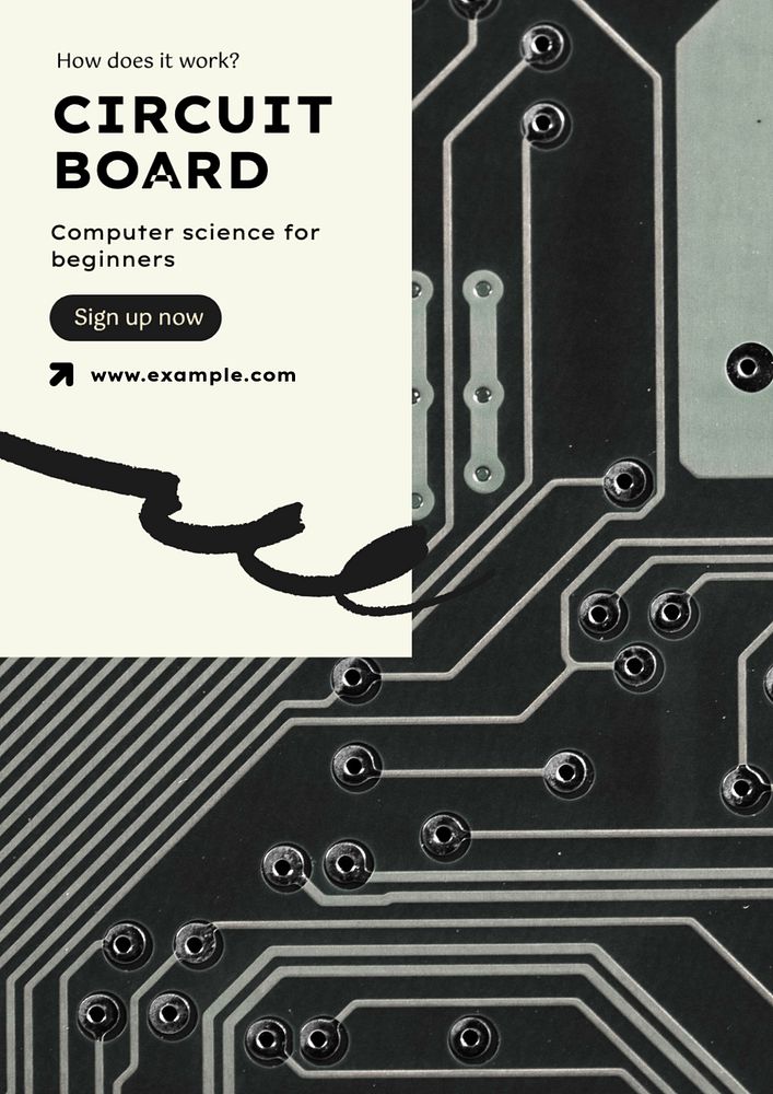 Circuit board  poster template, editable text and design