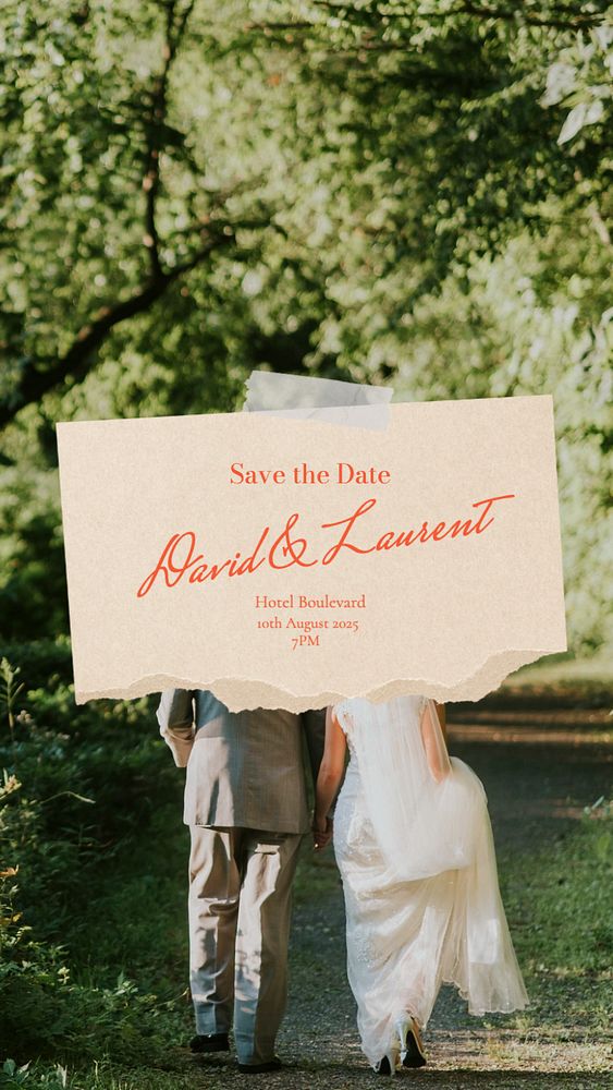 Wedding invitation  Instagram story template, editable text