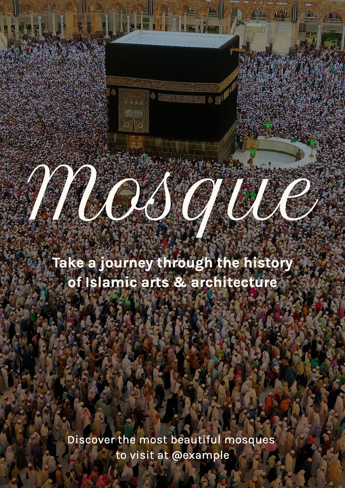 Mosque poster template, editable text and design