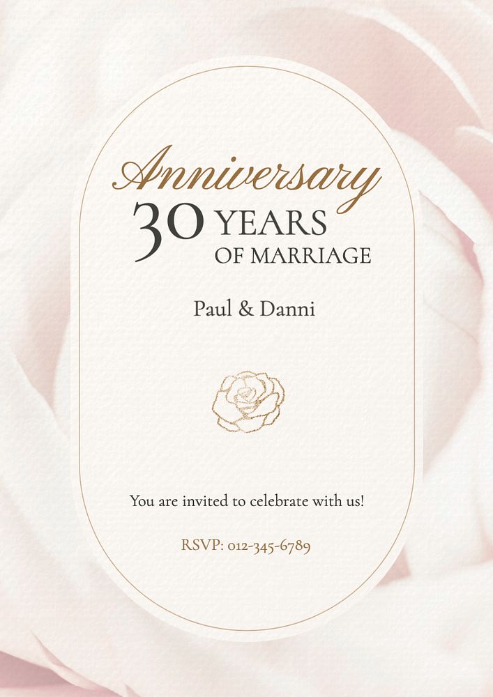 Marriage anniversary poster template, editable text and design