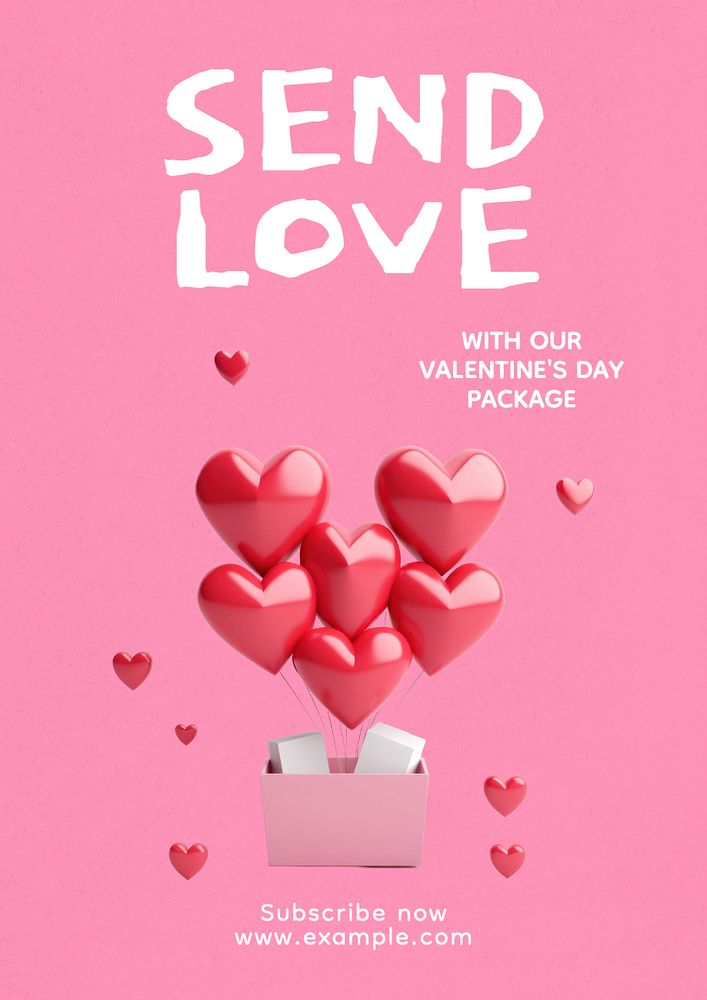 Valentine's day package poster template, editable text and design