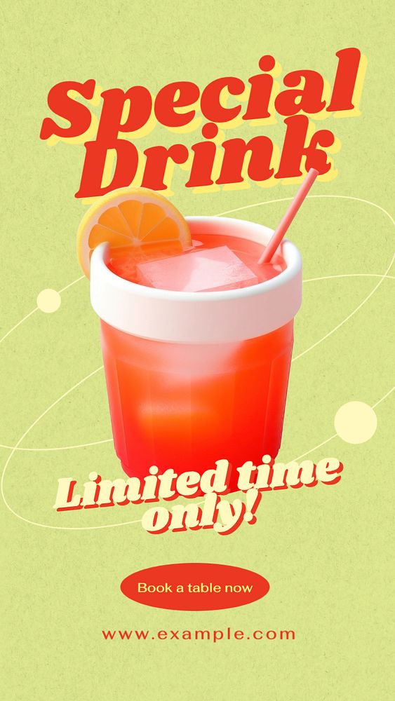 Special Drink Instagram story template, editable design