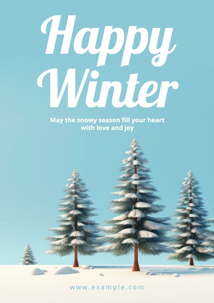 Happy winter poster template, editable text and design